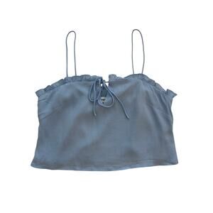 Superdown Crop Ruffle Hem Tie Front Thin Strap Top Size Medi